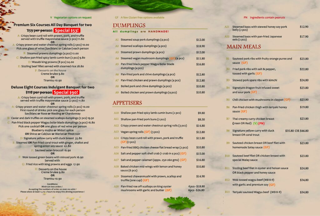 Menu Fusion & Dumplings House
