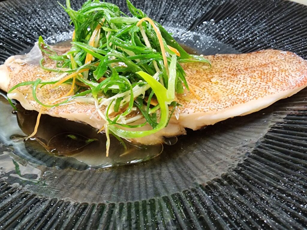 B8 Steamed OR Pan-fried coral trout with ginger, shallot, spring onions and soy sauce (GF)