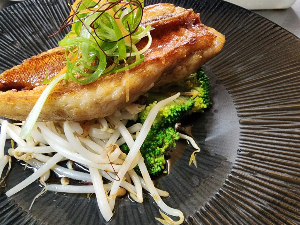 B8 Steamed OR Pan-fried coral trout with ginger, shallot, spring onions and soy sauce (GF)