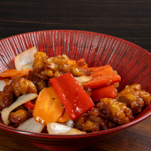 Dragon fruit sauced sweet & sour pork