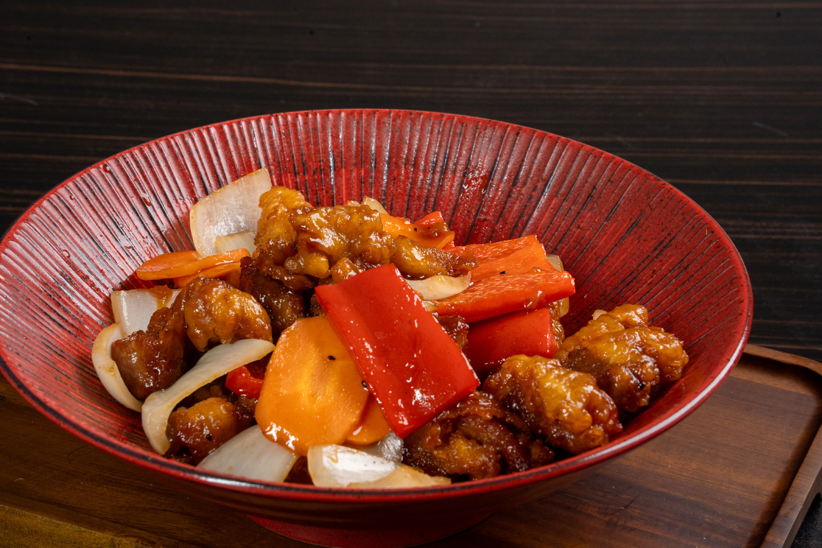 Dragon fruit sauced sweet & sour pork