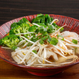 Soups with ramen noodles with spring onions & ginger (GF Ramen Option)