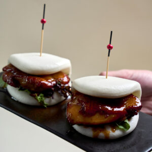 Steamed Baos with Teriyaki pan fried chicken ( 2pcs )